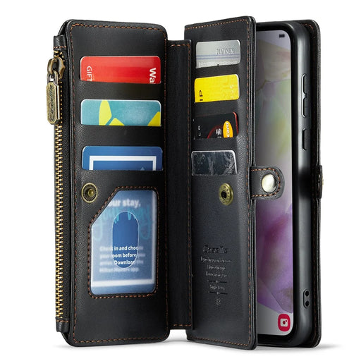 For Samsung Galaxy A35 5G Leather Case CASEME C36 Zipper Multiple Card Slots Phone Cover with Straps - Black - 2