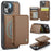 JEEHOOD J05 For iPhone 15 Case Leather Mobile Cover with Detachable Magnetic Card Bag - Brown - 1