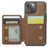 JEEHOOD J05 For iPhone 15 Case Leather Mobile Cover with Detachable Magnetic Card Bag - Brown - 2