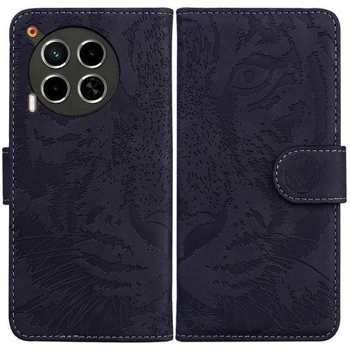 For TECNO Camon 30 4G / 30 5G Case Tiger Imprint Leather Wallet Phone Cover with Stand - Black - 1