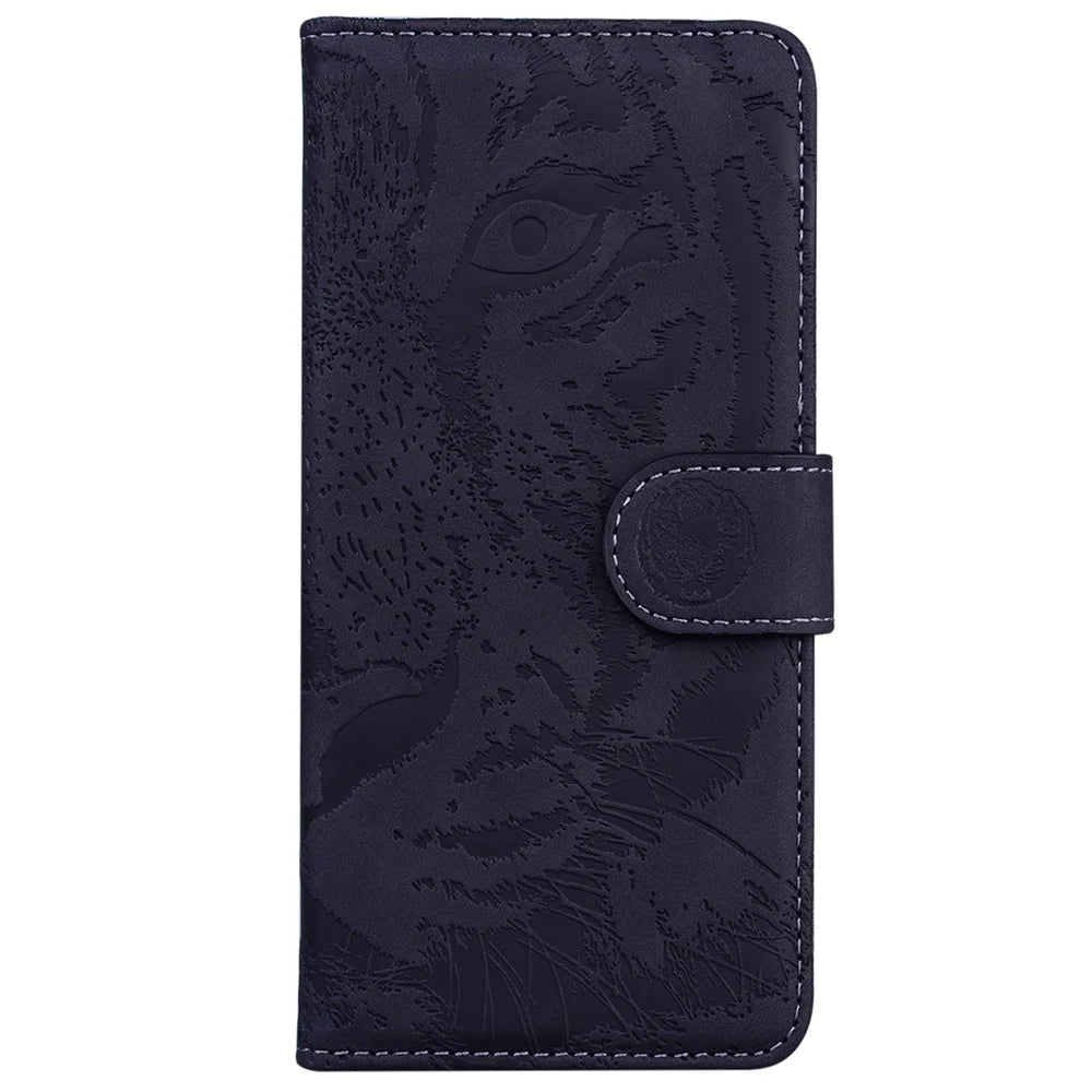 For TECNO Camon 30 4G / 30 5G Case Tiger Imprint Leather Wallet Phone Cover with Stand - Black - 6