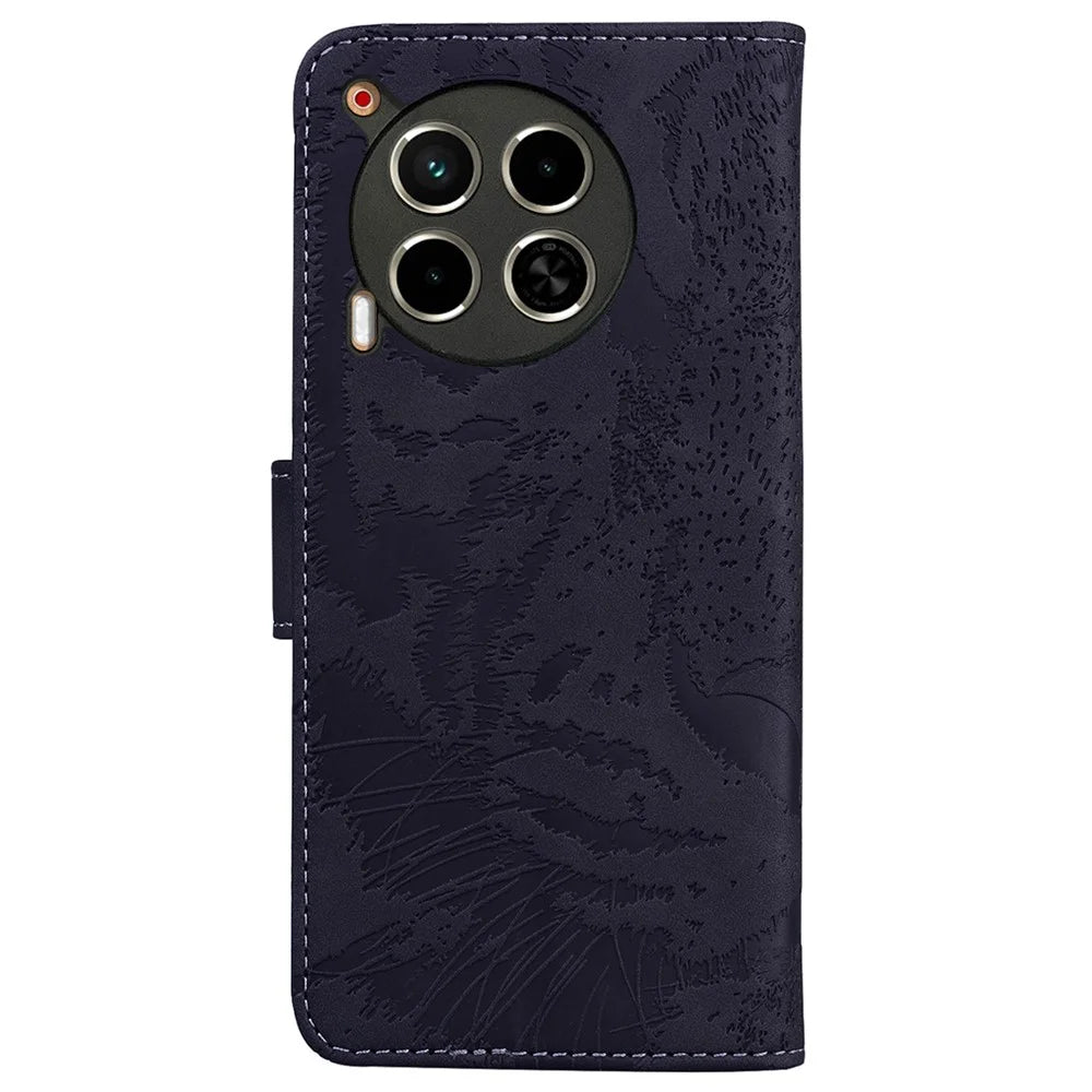 For TECNO Camon 30 4G / 30 5G Case Tiger Imprint Leather Wallet Phone Cover with Stand - Black - 7