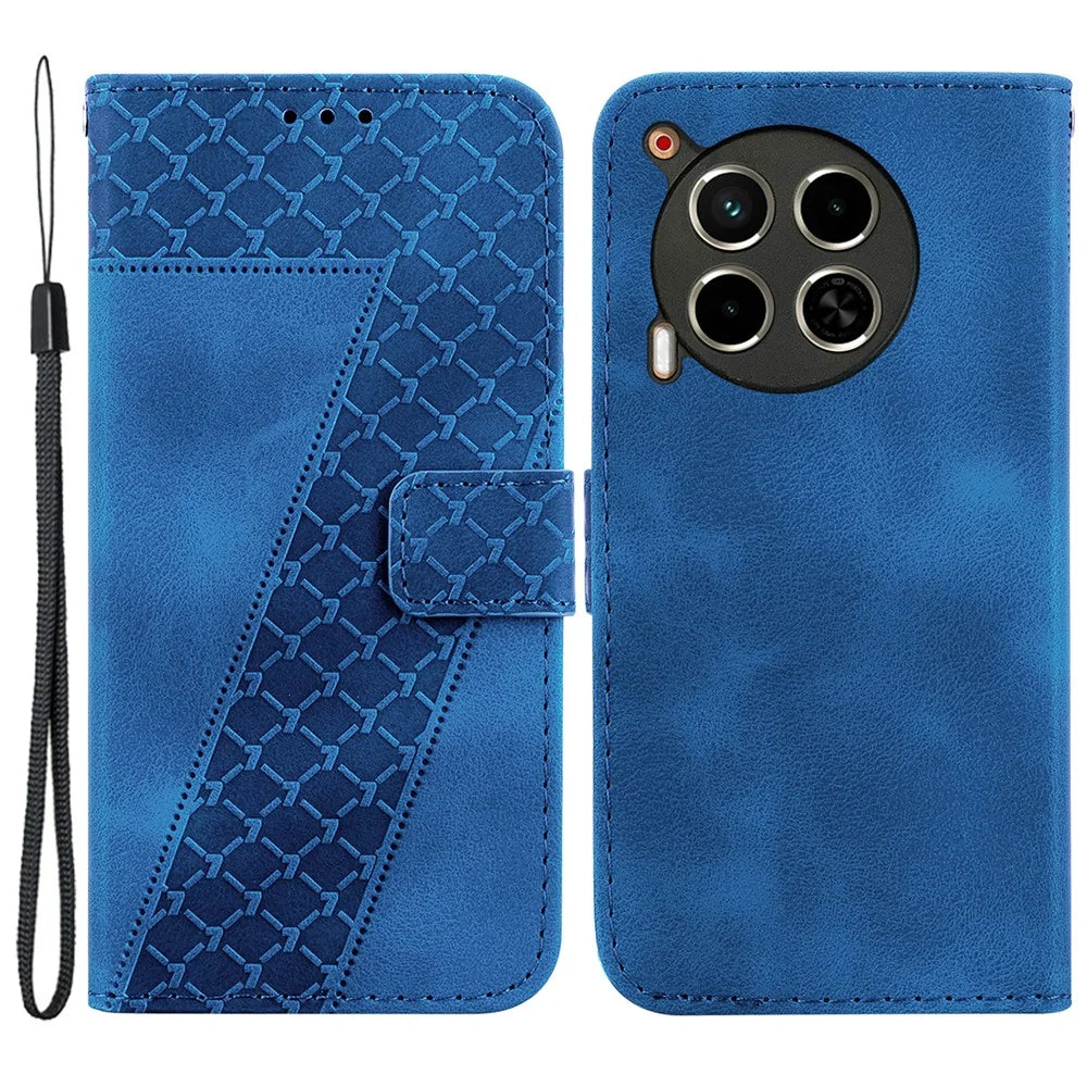 For TECNO Camon 30 4G / 30 5G Case Pattern Imprint Leather Wallet Phone Cover with Stand - Dark Blue - 1