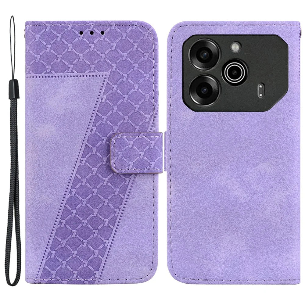 For TECNO Pova 6 5G / 6 Pro 5G Stand Case Pattern Imprint Leather Wallet Phone Cover - Purple - 1