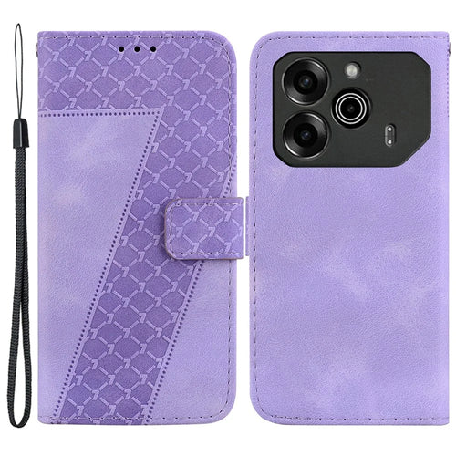 For TECNO Pova 6 5G / 6 Pro 5G Stand Case Pattern Imprint Leather Wallet Phone Cover - Purple - 1