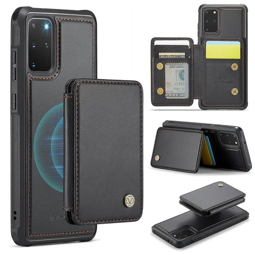 JEEHOOD J05 For Samsung Galaxy S20 Plus 5G / 4G Case Leather Mobile Cover with Detachable Magnetic Card Bag - Black - 1