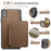 JEEHOOD J05 For iPhone XR Case Leather Mobile Cover with Detachable Magnetic Card Bag - Brown - 6