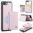 JEEHOOD J05 For iPhone 6 Plus / 7 Plus / 8 Plus / 6s Plus 5.5-inch Case Leather Mobile Cover with Detachable Magnetic Card Bag - Pink - 1