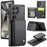 JEEHOOD J05 For Samsung Galaxy S24 Ultra Case Leather Mobile Cover with Detachable Magnetic Card Bag - Black - 1