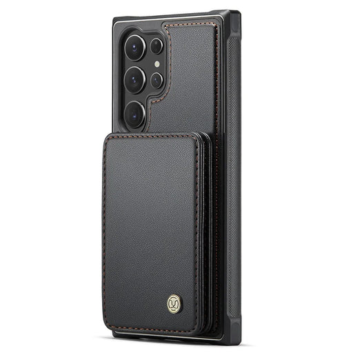 JEEHOOD J05 For Samsung Galaxy S24 Ultra Case Leather Mobile Cover with Detachable Magnetic Card Bag - Black - 2