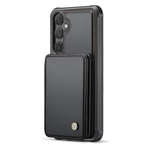 JEEHOOD J05 For Samsung Galaxy S24 Case Leather Mobile Cover with Detachable Magnetic Card Bag - Black - 2