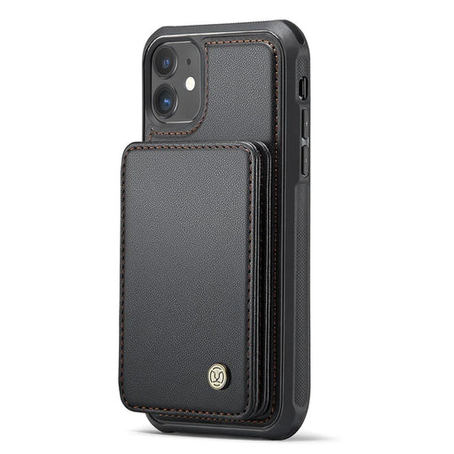 JEEHOOD J05 For iPhone 11 Case Leather Mobile Cover with Detachable Magnetic Card Bag - Black - 2