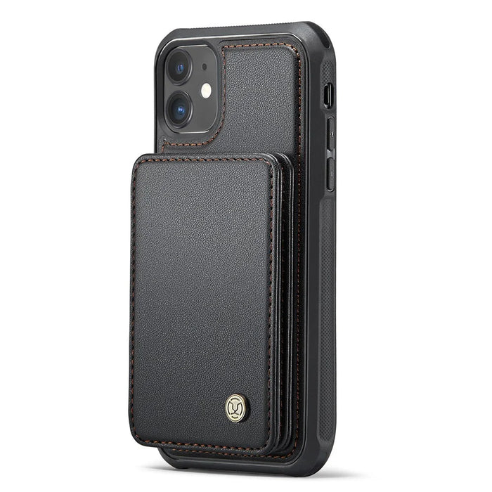 JEEHOOD J05 For iPhone 11 Case Leather Mobile Cover with Detachable Magnetic Card Bag - Black - 2