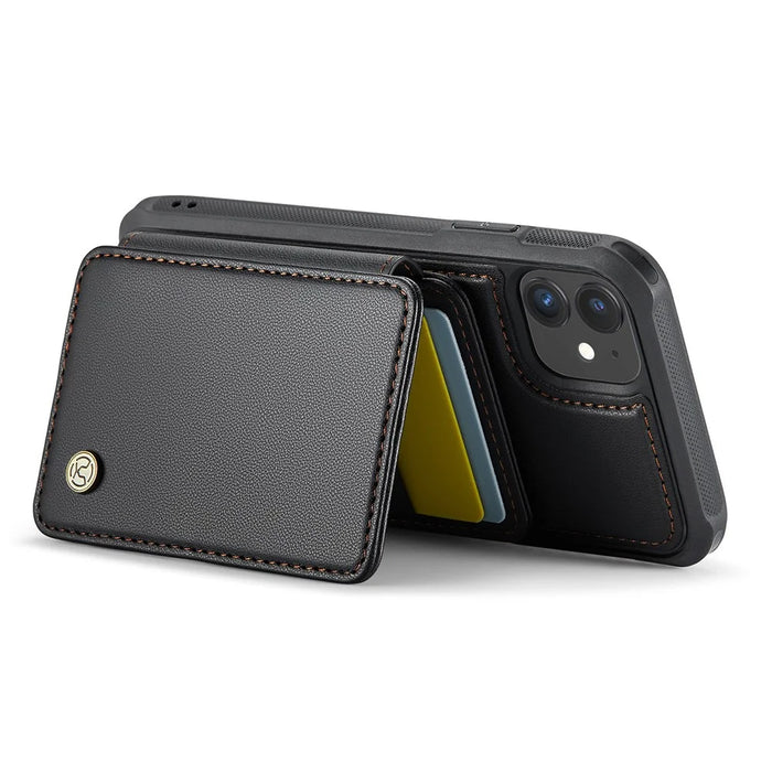 JEEHOOD J05 For iPhone 11 Case Leather Mobile Cover with Detachable Magnetic Card Bag - Black - 4