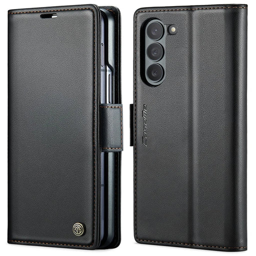 For Samsung Galaxy Z Fold6 5G Leather Case CASEME 023 RFID Blocking 3 Card Slot Mobile Cover - Black - 1