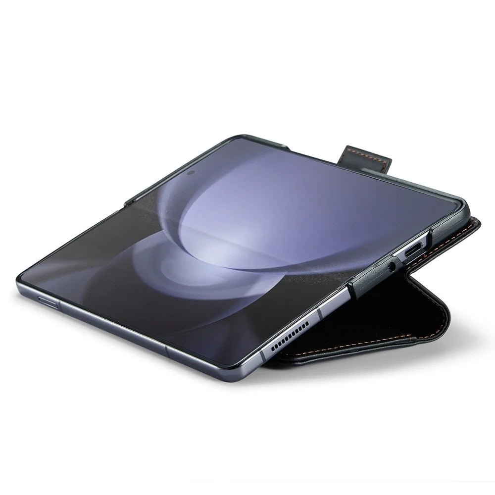 For Samsung Galaxy Z Fold6 5G Leather Case CASEME 023 RFID Blocking 3 Card Slot Mobile Cover - Black - 5