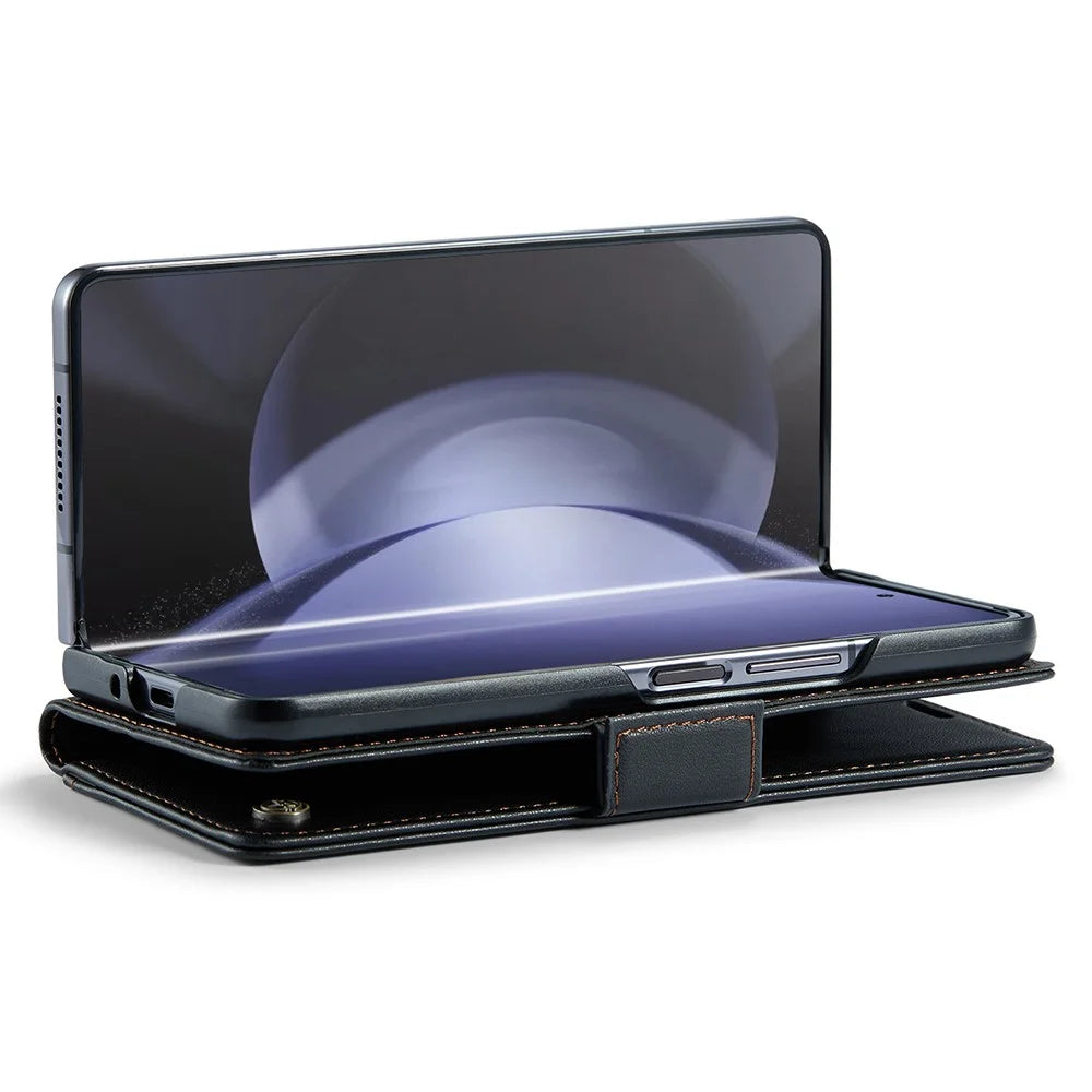 For Samsung Galaxy Z Fold6 5G Leather Case CASEME 023 RFID Blocking 3 Card Slot Mobile Cover - Black - 6