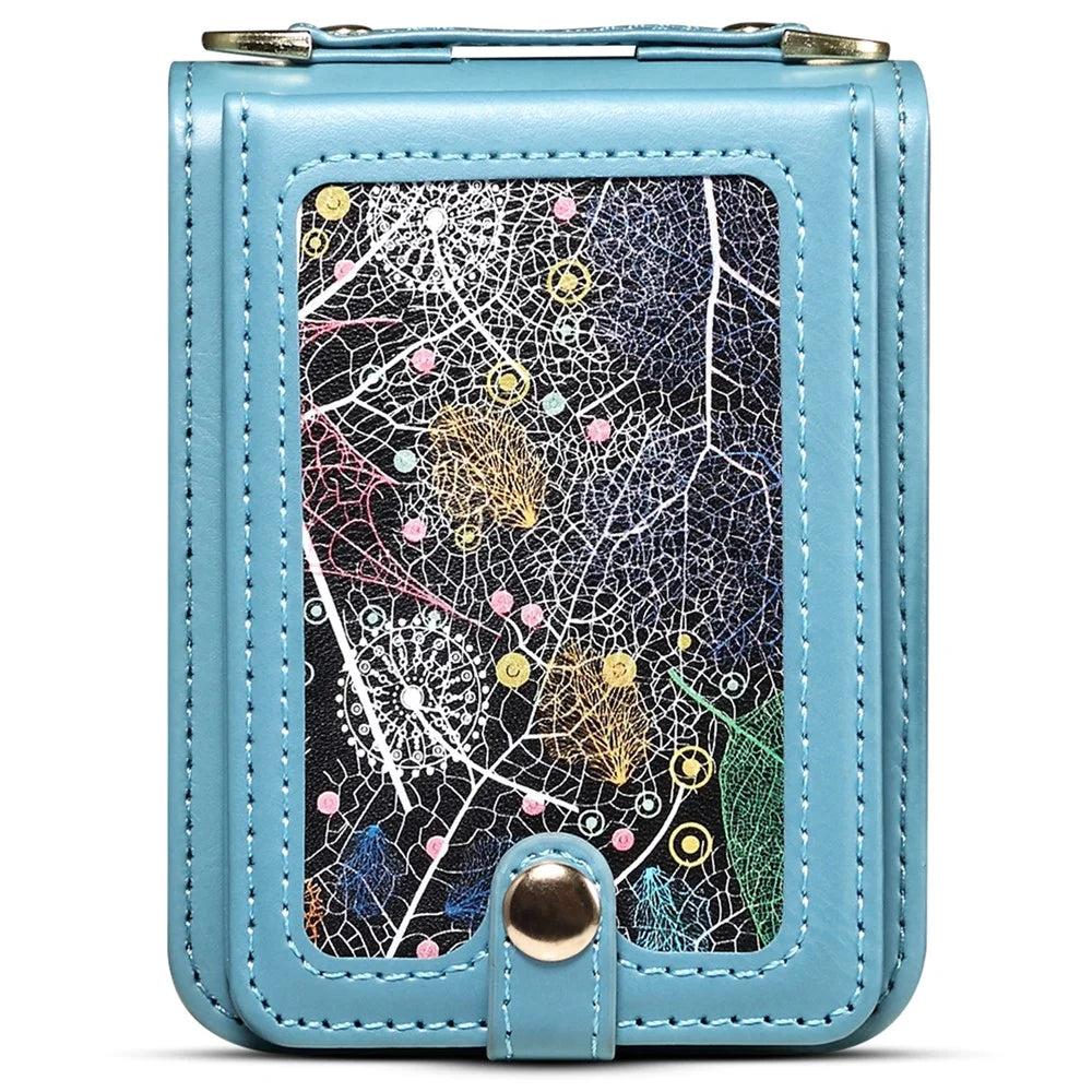 For Samsung Galaxy Z Flip7 FE 5G / Z Flip6 5G Case Leather+PC Phone Cover with Card Holder Long Strap - Blue - 4