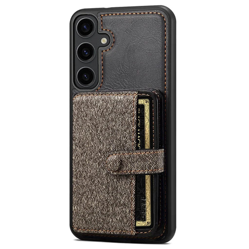 ESEBLE For Samsung Galaxy S24+ Case Splicing Color PU Leather Back Cover with Card Holder - Dark Grey - 1