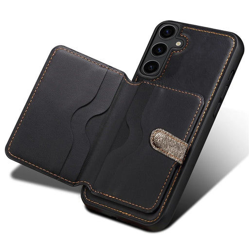 ESEBLE For Samsung Galaxy S24+ Case Splicing Color PU Leather Back Cover with Card Holder - Dark Grey - 2