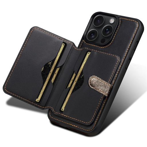 ESEBLE For iPhone 14 Pro Max Case Card Slots PU Leather Shockproof Hybrid Phone Cover - Dark Grey - 2