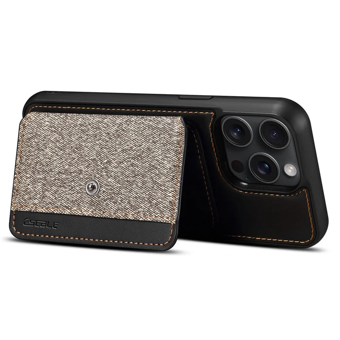 ESEBLE For iPhone 15 Pro Case with Card Holder Slot PU Leather Shockproof Back Cover - Dark Grey - 3