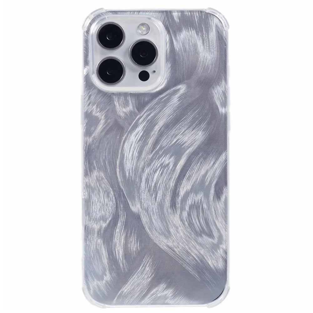 For iPhone 16 Pro Max Case Shockproof Flexible TPU Phone Cover with Card Paper - Aurora Feather - 3