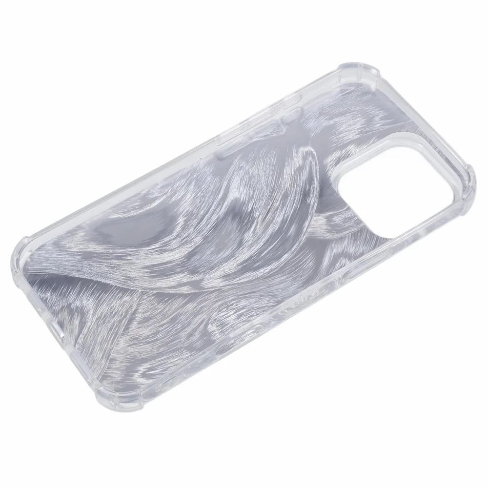 For iPhone 16 Pro Max Case Shockproof Flexible TPU Phone Cover with Card Paper - Aurora Feather - 4