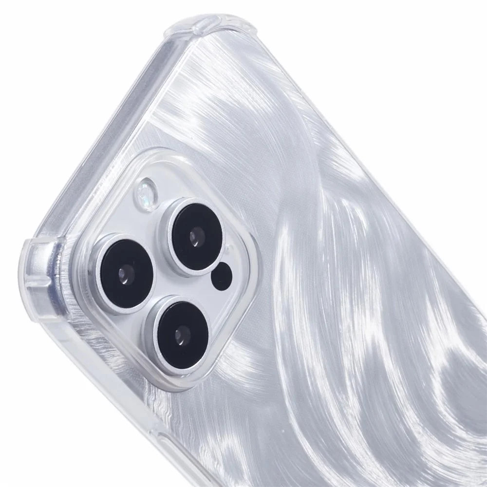 For iPhone 16 Pro Max Case Shockproof Flexible TPU Phone Cover with Card Paper - Aurora Feather - 6