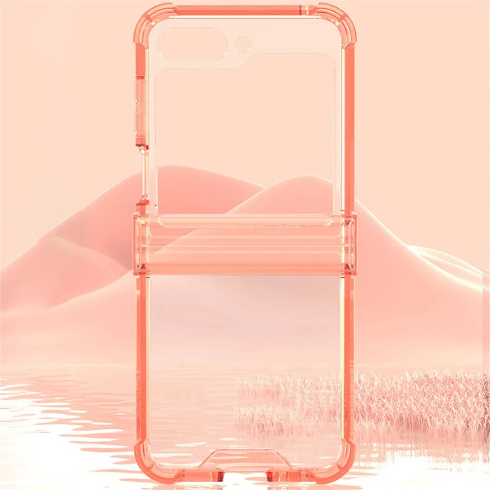 GKK For Samsung Galaxy Z Flip7 FE 5G / Z Flip6 5G Airbag Cushion Hinge Phone Cases TPU+PC Folding Phone Cover - Transparent Orange - 2