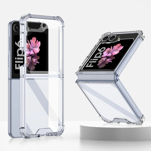 GKK For Samsung Galaxy Z Flip7 FE 5G / Z Flip6 5G Airbag Cushion Phone Cases TPU+PC Folding Phone Cover - Transparent - 1