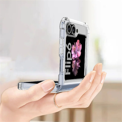 GKK For Samsung Galaxy Z Flip7 FE 5G / Z Flip6 5G Airbag Cushion Phone Cases TPU+PC Folding Phone Cover - Transparent - 2