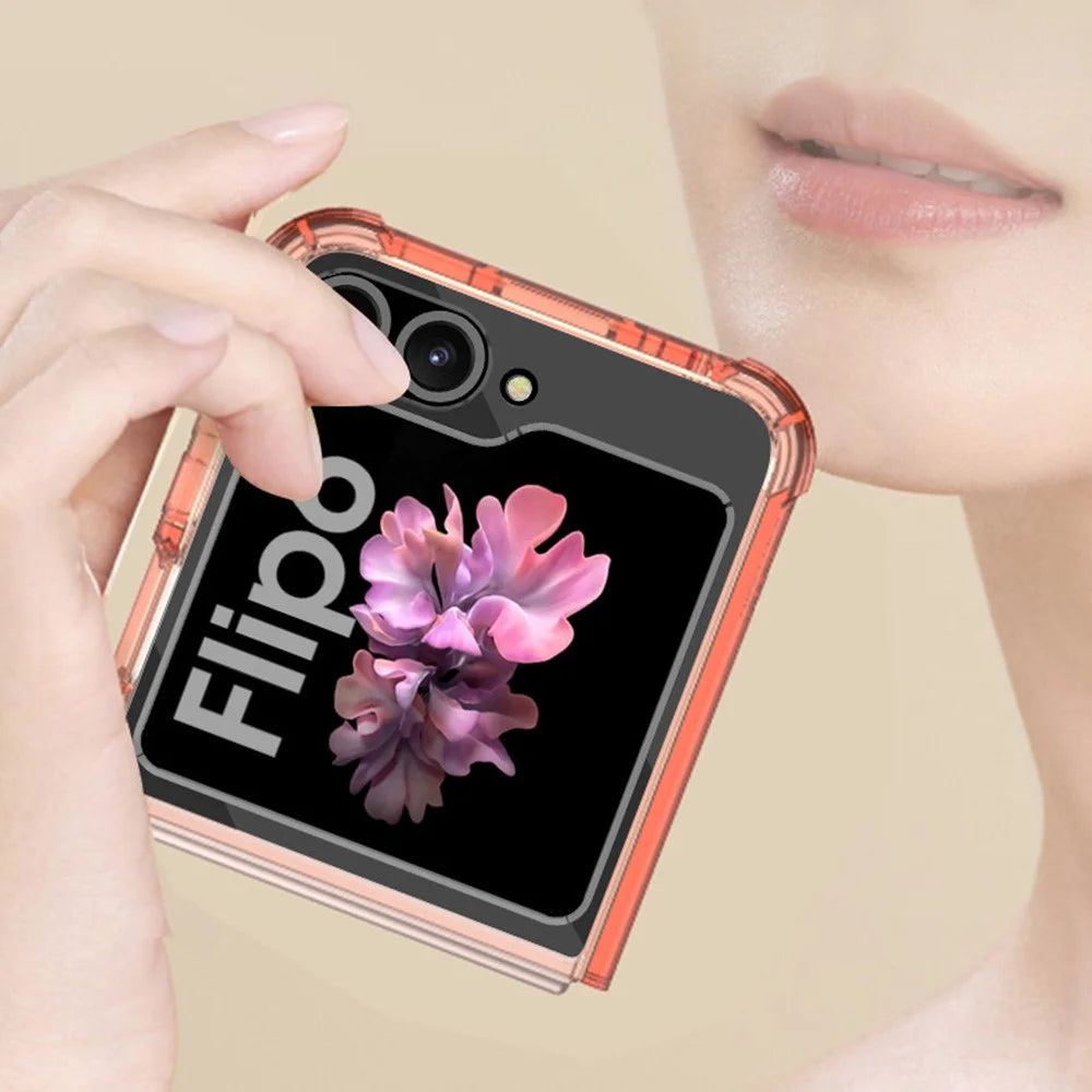 GKK For Samsung Galaxy Z Flip7 FE 5G / Z Flip6 5G Airbag Cushion Phone Cases TPU+PC Folding Phone Cover - Transparent - 4