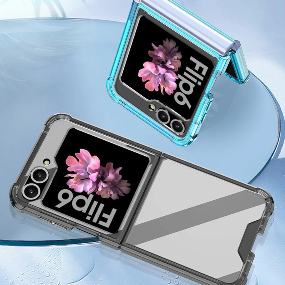 GKK For Samsung Galaxy Z Flip7 FE 5G / Z Flip6 5G Airbag Cushion Phone Cases TPU+PC Folding Phone Cover - Transparent - 5