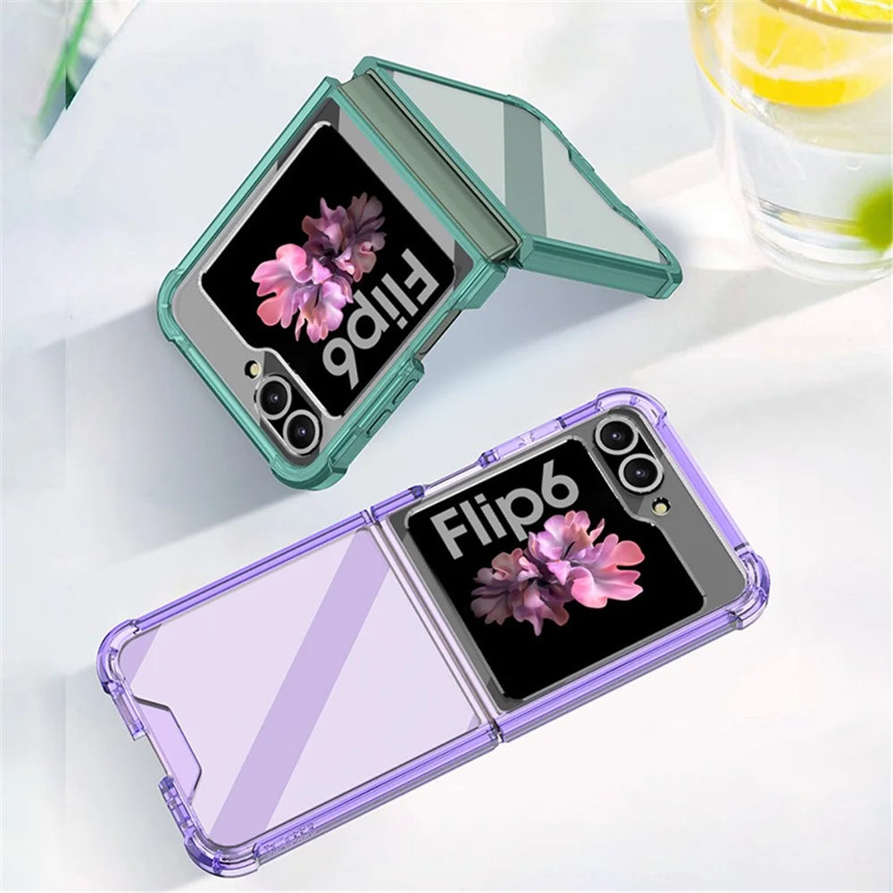 GKK For Samsung Galaxy Z Flip7 FE 5G / Z Flip6 5G Airbag Cushion Phone Cases TPU+PC Folding Phone Cover - Transparent - 6