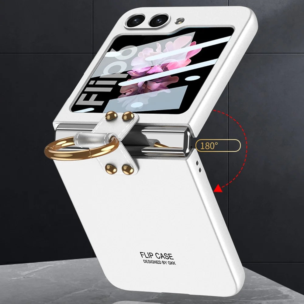GKK For Samsung Galaxy Z Flip7 FE 5G / Z Flip6 5G Case PC Phone Cover with Ring Holder+Tempered Glass Back Screen Film - Purple - 4