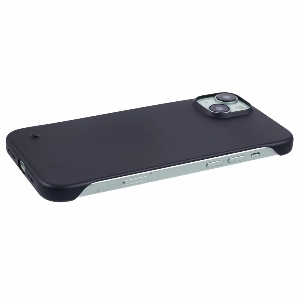 For iPhone 15 Plus Case Borderless Design PC Hard Phone Cover - Black - 5
