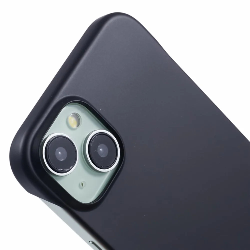 For iPhone 15 Plus Case Borderless Design PC Hard Phone Cover - Black - 6