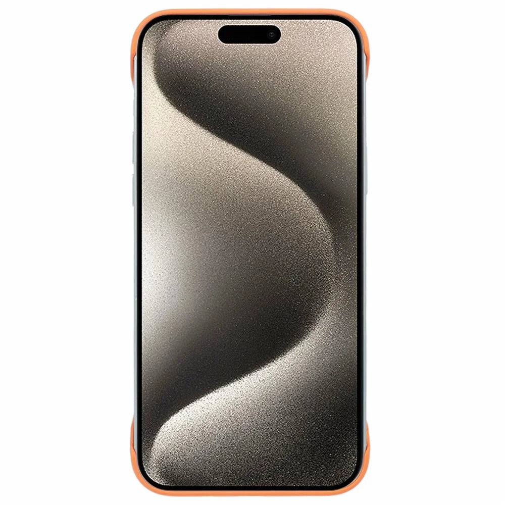 For iPhone 15 Case Skin-Touch Hard PC Phone Cover Slim Borderless - Orange - 2