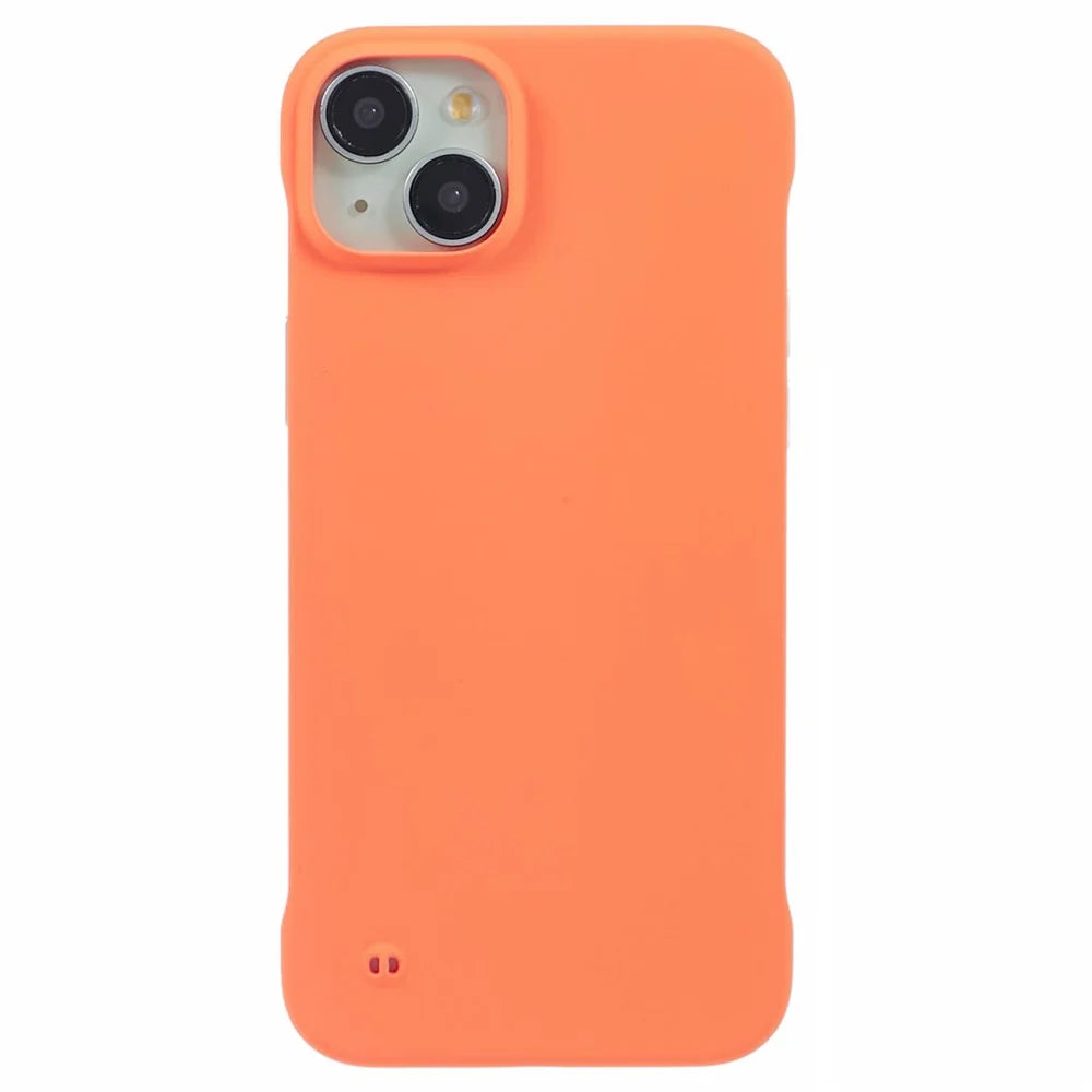 For iPhone 15 Case Skin-Touch Hard PC Phone Cover Slim Borderless - Orange - 3