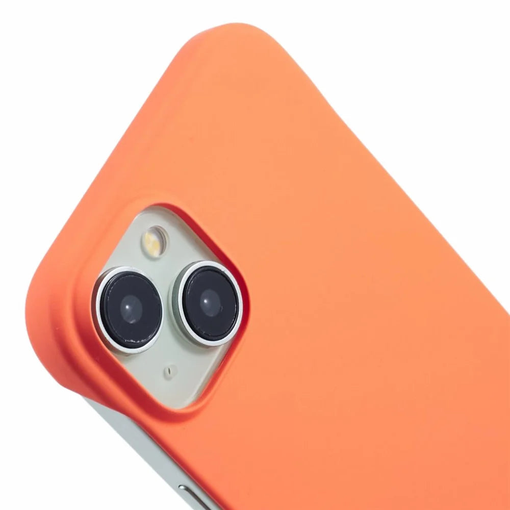 For iPhone 15 Case Skin-Touch Hard PC Phone Cover Slim Borderless - Orange - 6