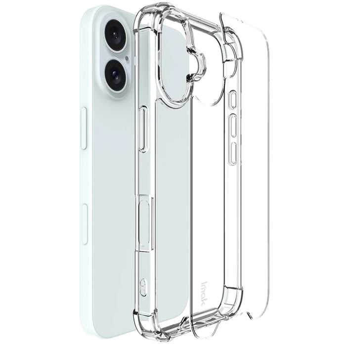IMAK For iPhone 16 Clear Case Airbag Corners TPU Frame PC Back Cover - 5