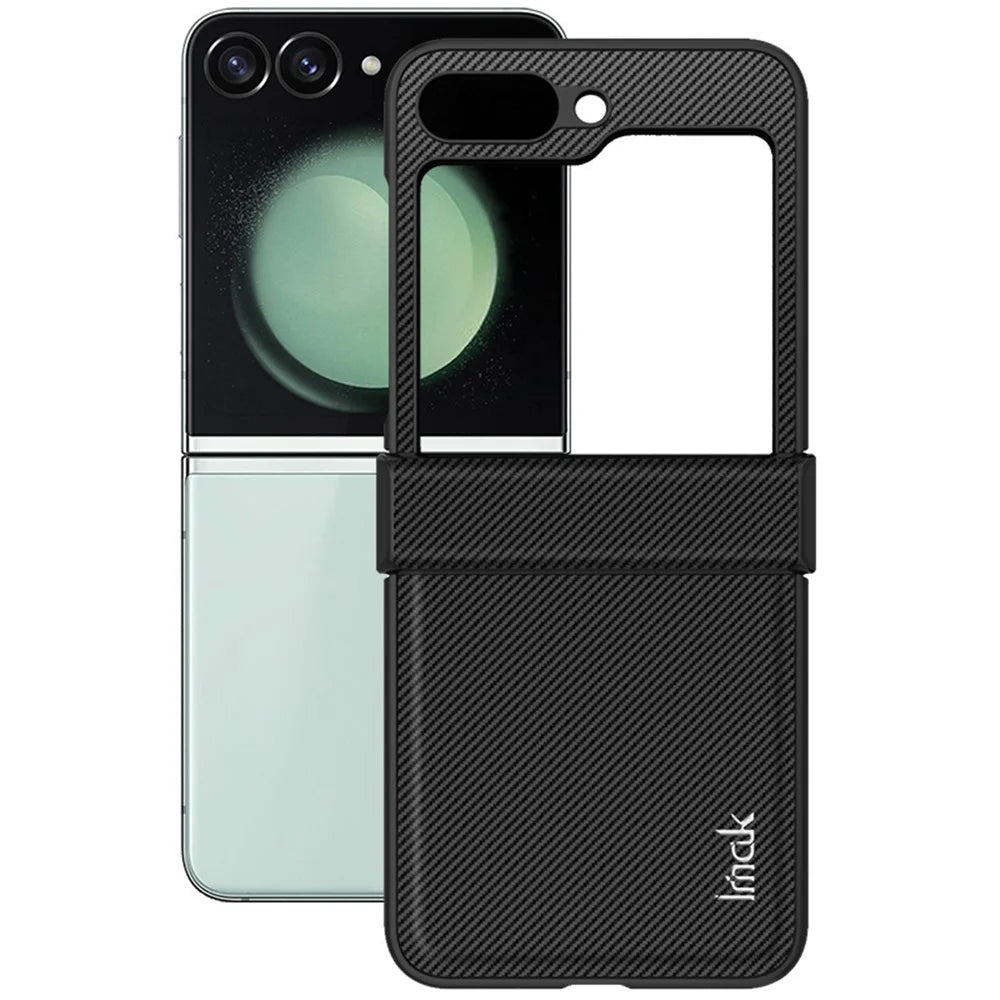 IMAK Ruiyi Series for Samsung Galaxy Z Flip7 FE 5G / Z Flip6 5G Case Leather+PC Phone Cover Carbon Fiber Texture - 3