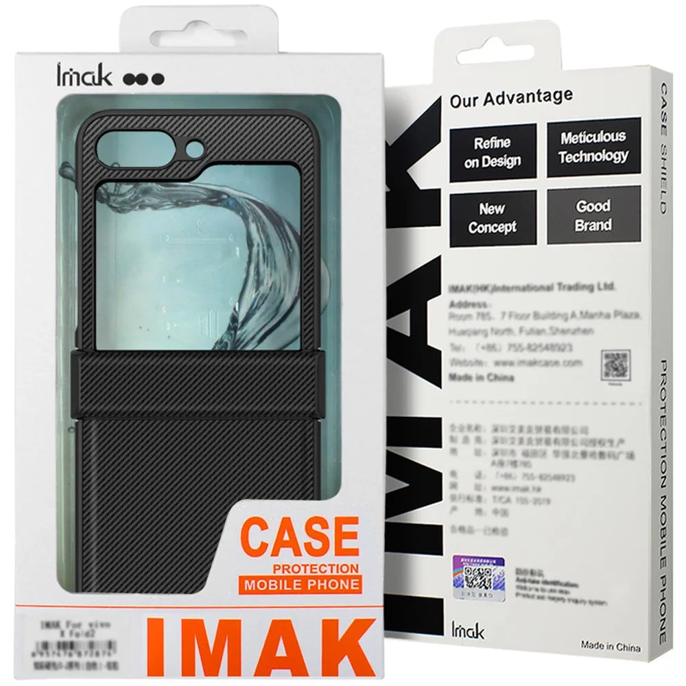 IMAK Ruiyi Series for Samsung Galaxy Z Flip7 FE 5G / Z Flip6 5G Case Leather+PC Phone Cover Carbon Fiber Texture - 6