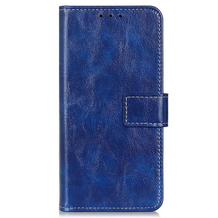 For Samsung Galaxy S24 FE Case Wallet Leather Phone Cover Crazy Horse Texture - Blue - 6