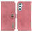 KHAZNEH For Samsung Galaxy S24 FE Case Phone Leather Cover Cowhide Texture - Pink - 1