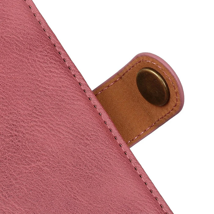 KHAZNEH For Samsung Galaxy S24 FE Case Phone Leather Cover Cowhide Texture - Pink - 5