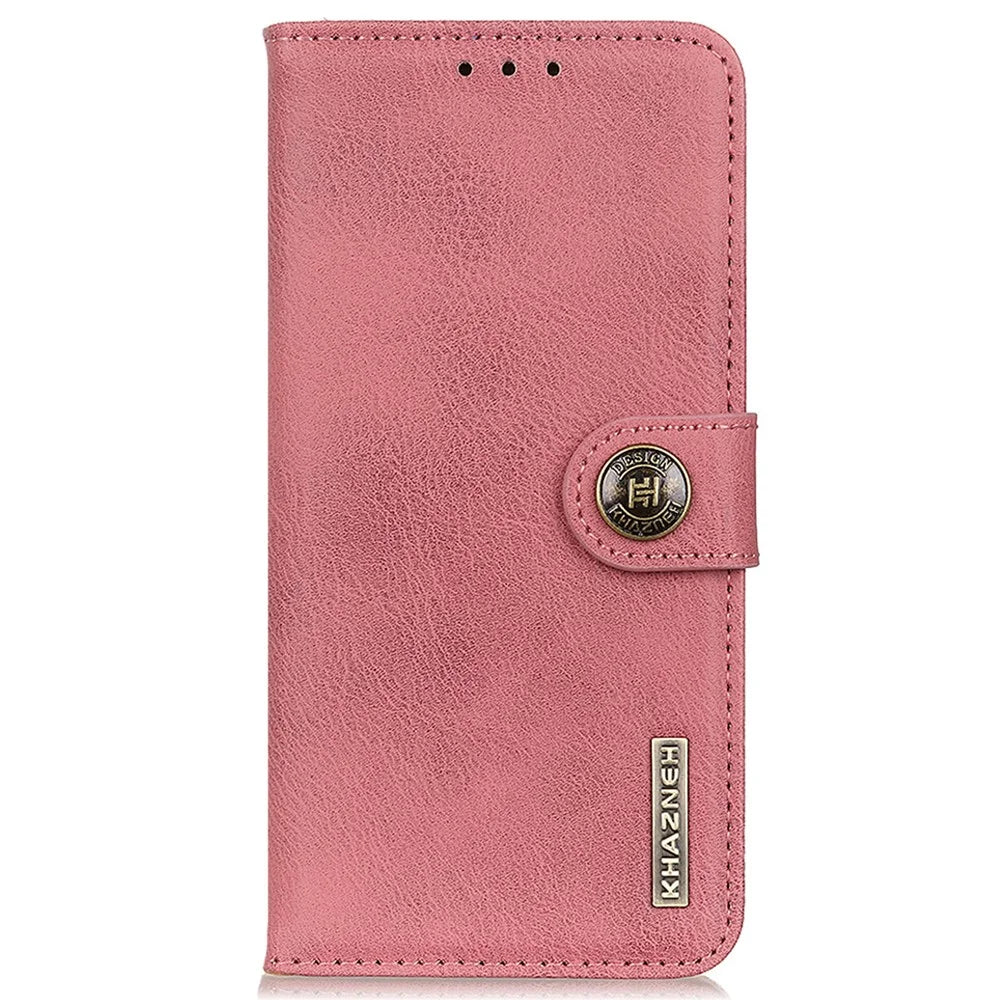 KHAZNEH For Samsung Galaxy S24 FE Case Phone Leather Cover Cowhide Texture - Pink - 7