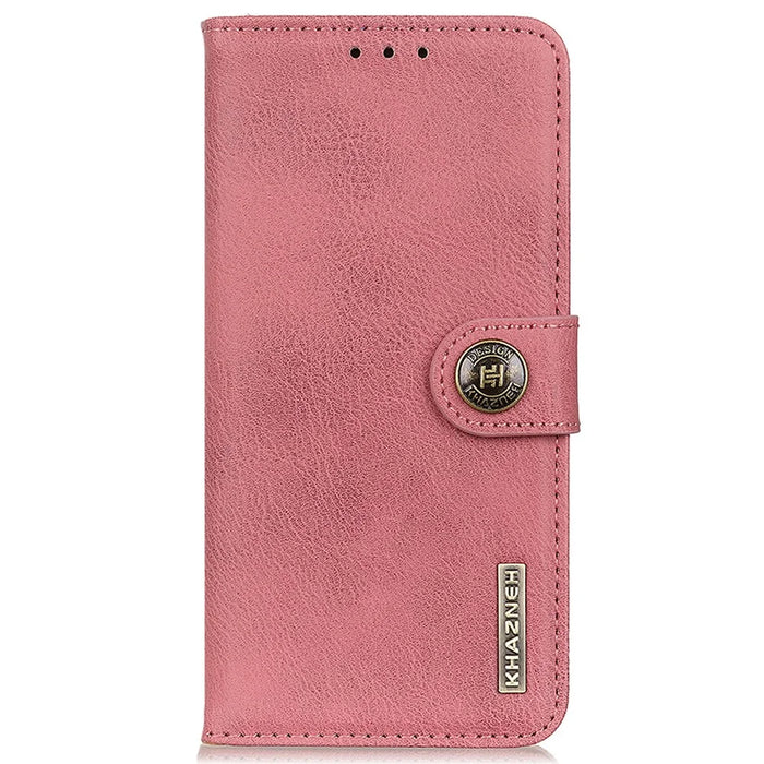KHAZNEH For Samsung Galaxy S24 FE Case Phone Leather Cover Cowhide Texture - Pink - 7