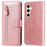 For Samsung Galaxy S24 FE Case PU Leather Stand Phone Cover with Zipper Pocket - Pink - 1